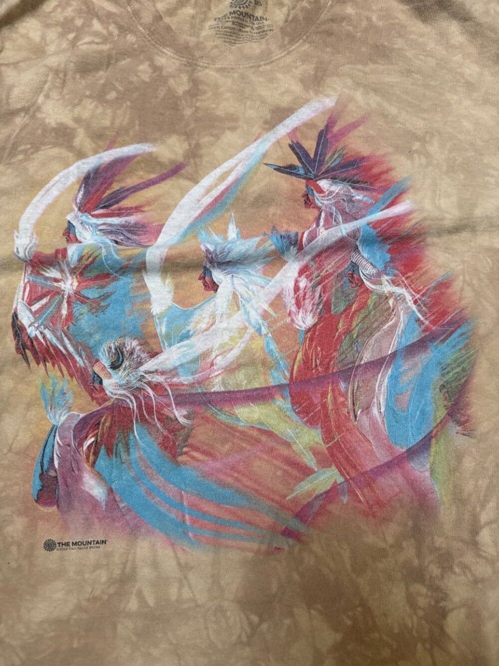 The Mountain Native-Inspired Tie-Dye Graphic T-Shirt XL "Rainbow Dance" by artis